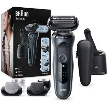 Braun Series 6 60-N7650cc Afeitadora Eléctrica, máquina de afeitar barba hombre de Lámina con Base de Carga, Con Centro De Limpieza SmartCare, 2 Accesorios EasyClick, Gris