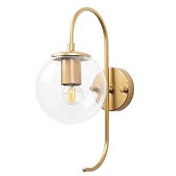 Aplique de pared curvo de metal dorado brillante 15x27x36 cm con casquillo E14 Max 15 W