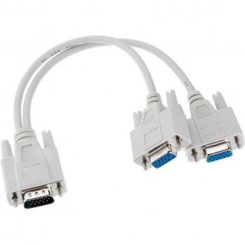 Cable Adaptador Duplicador SVGA HDB15 Macho a 2x VGA Hembra Splitter Divisor de Video Gris