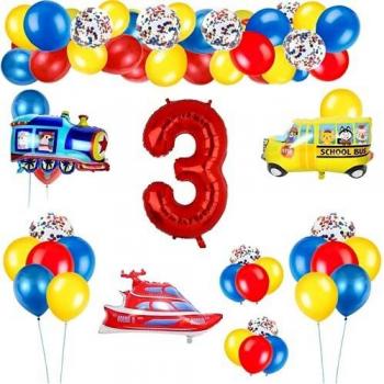 3 Año Decoración Cumpleaños Niño Número Rojo 3