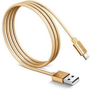 Cable Cargador Lightning a USB Macho 1,2m con Recubrimiento Metálico y Carga Rápida - Blaupunkt BLP0212.191 Dorado