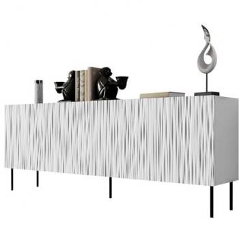 Aparador Charlotte K101, Aglomerado laminado y MDF, dimensiones 190 x 75 x 41 cm, color Blanco + Negro
