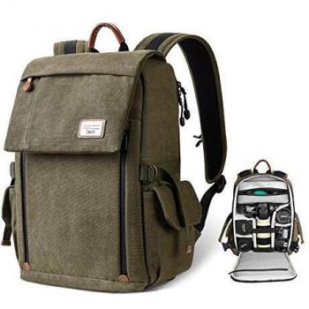 Zecti Mochila Profesional para Cámara Antigolpe e Impermeable Mochila fotografia para DSLR de Gran Capacidad Grande con Protector de Lluvia - Verde