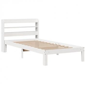 Estructura de cama con cabecero sin colchón blanco 100x200 cm