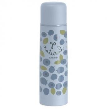 Suavinex Go Natural Botella Isotérmica para Líquidos de Bebé, Acero Inoxidable, Cierre Hermético, 500ml, Color Azul Arándano, 1 Unidad