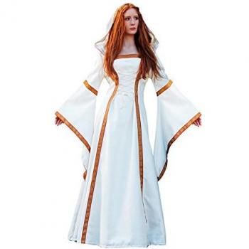 Disfraz Medieval Beige Elenea para Adulto, Talla M, Ajedrez y Color Marrón