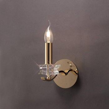 Aplique Nydia E14 con interruptor, 1 bombilla dorada y cristal