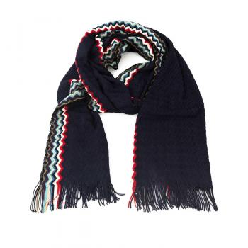 Missoni Men's Black Wool Geometric Fringed Scarf