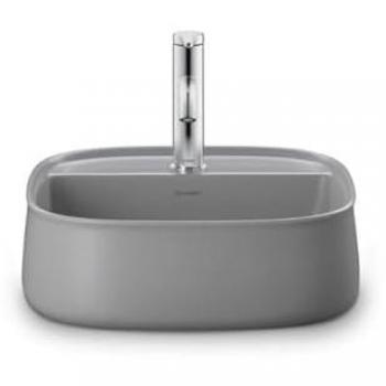 Lavabo sobre encimera Duravit Zencha 42x42 cm, sin agujero para grifo, color gris satinado