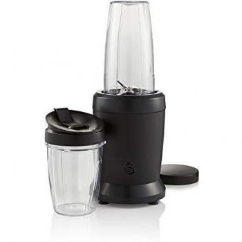 Swan Stealth SP39040BLKN Batidora de Vaso para Smoothies, Incluye 2 Recipientes Portátiles de Tritan de 0.8 y 1L con Tapas de Viaje, Libre de