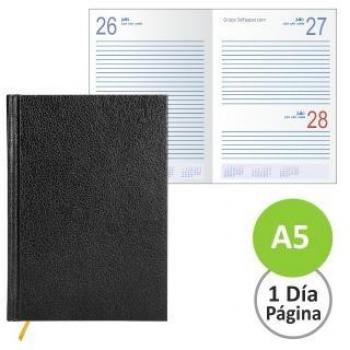 Agenda 2024 Liderpapel Negro de Alta Calidad con Encuadernación Corfu de 15x21 cm y Papel de 60 gramos
