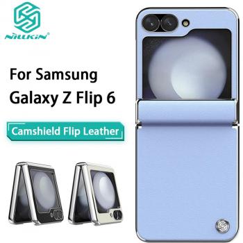 Nillkin Luxury Flip Textured Leather Case for Samsung Galaxy Z Flip 6 5G - Ultra-Thin Soft Touch Elegant Stand Back Cover