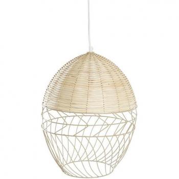 Lámpara de Techo Metal Blanco Marrón claro Ratán 50 W (30 x 30 x 38 cm)
