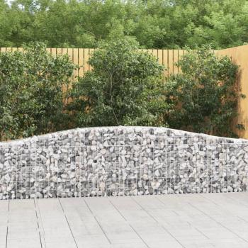 Arched Gabion Baskets Set of 5, Galvanised Iron, 400x30x60/80 cm