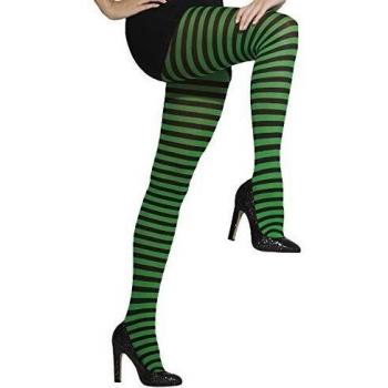 Smiffy'S 42722 Pantis Opacos A Rayas, Verde / Negro, Xs A L - Eu Tamaño 34-46