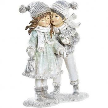 Adorno Navideño Figura resina niños gris