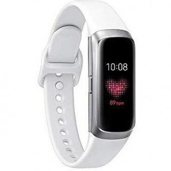 Rastreador de Actividades Samsung Galaxy Fit Plateado - Pantalla AMOLED 0.95 - Bluetooth - Pulsera Blanca