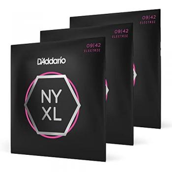 D'Addario NYXL0942 NYXL Nickel Wound Electric Guitar String Set, 9-42, Super Light, 3-Pack