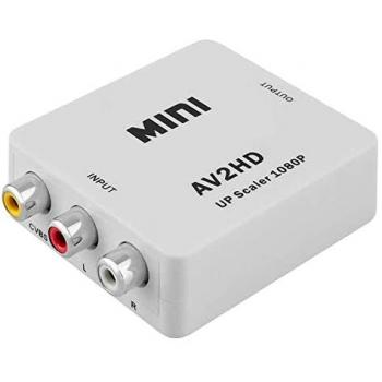Adaptador Convertidor AV a HDTV Full HD 1080p Blanco para Consolas y Televisores
