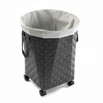 Versa 19485335 Cesta Ropa C/Ruedas Gris Oscur, 50x39x39cm, Nylon