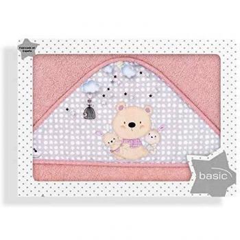 Capa Baño Osito Love Rosa