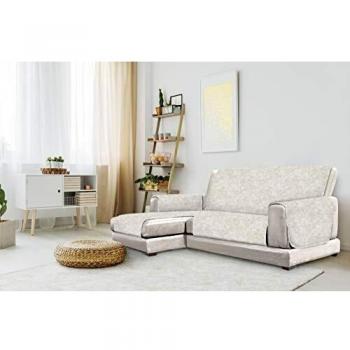 Italian bed linen zglamourz funda para sofa antideslizamiento con chaiselongue izquierda beige 240cm