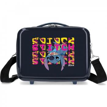 Disney Neceser Infantil ABS Stitch Face Down Adaptable a Trolley Azul Marino