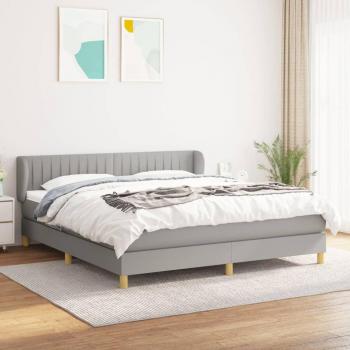 Cama box spring con colchón gris claro 180x200 cm tela Chiaro