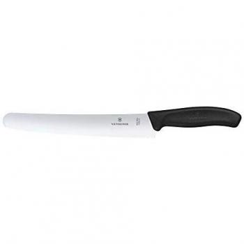 Cuchillo de Pan y Pastelería Victorinox Swiss Classic 22 cm, Acero Inoxidable, Diente de Sierra, Mango Negro
