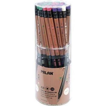 Milan Bote 48 Lápices de Grafito HB Hexagonales con Goma Copper