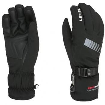 Guantes de Esquí y Snowboard Level Hero para Hombre, Térmicos, Impermeables, Transpirables, Puño Corto y Correa Ajustable, Negro S/M