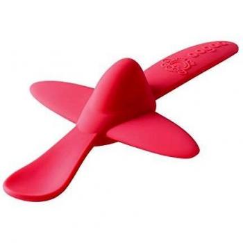 Oogaa S832 - Cuchara de silicona en forma de avión, color rosa