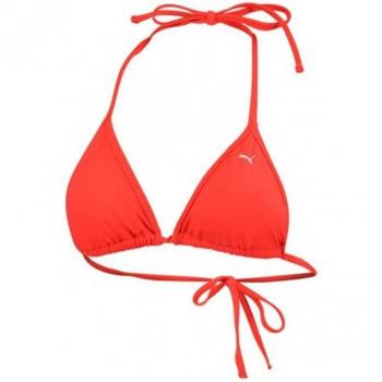 Sujetador de bikini triangular Puma con logo, talla S, color rojo