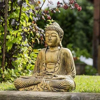 Estatua Buda Sentado en Posición Ofrenda Dorado 42 cm - Wanda Collection