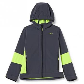 CMP Chaqueta Softshell Fix Hood Anti Agua Infantil Titanio-Acido 110