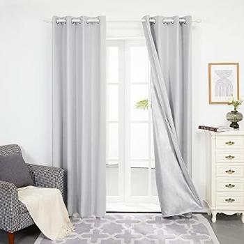 Deconovo Juego de 2 Cortinas Forro de Habitación de Niños para Sala Aislamiento Térmico con Ojales 140 x 290 cm Gris Claro