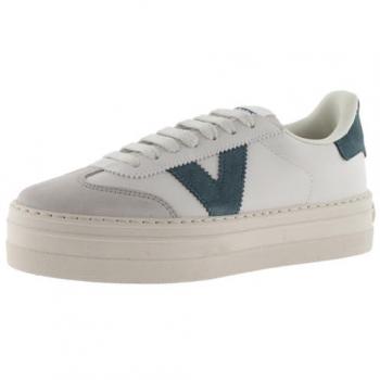 Zapatillas Bajas de Mujer Victoria con Plataforma y Puntera de Serraje Efecto Piel en Color Petróleo 1092169