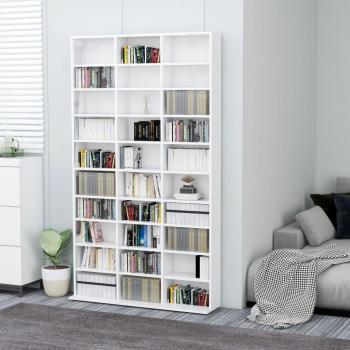 Armario para CDs de madera contrachapada blanco brillo 102x16x177,5 cm