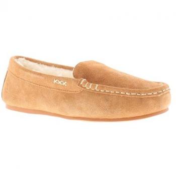 Hush Puppies Women's Tan Suede Moccasin Slippers - Size UK 7