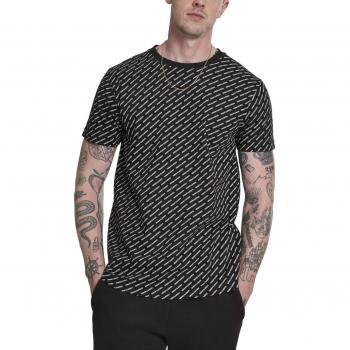 Urban Classics Men's Allover Logo T-Shirt in Black - 5XL Size