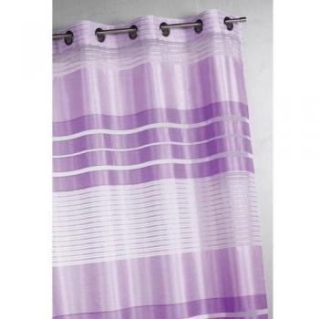 Cortina de Voile Fantasía Rayas Horizontales 100% Poliéster Parme 140 x 240 cm
