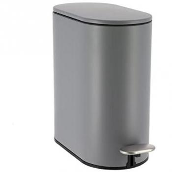 Papelera Pedal 5L - Gris, Tendance - Papelera metálica ovalada de 5l con freno de pedal acero inoxidable - gris, PAPELERA METÁLICA OVALADA DE 5L CON FRE
