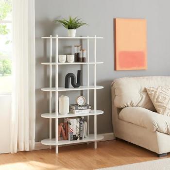 Librería Øvre Independiente de 5 Estantes en Metal y Aglomerado - Blanco 139x80x30cm