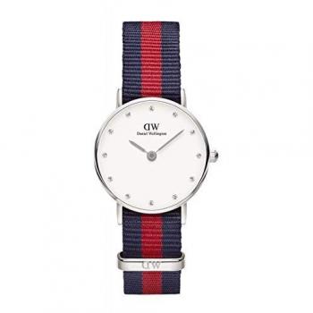 Reloj de pulsera para mujer Daniel Wellington Classy Oxford 26mm - Cuarzo analógico, correa de nylon bicolor, esfera blanca