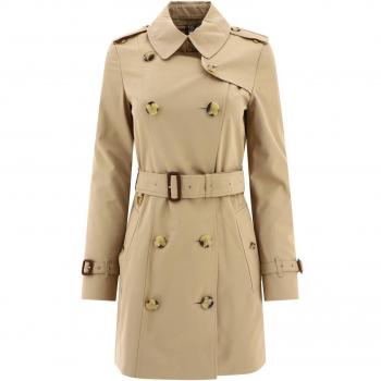 Burberry Women's Honey Beige Short Heritage Gabardine Trench Coat Size 6