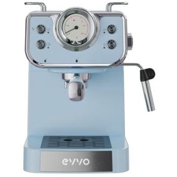 Cafetera Express Evvo Intensa Retro Azul, 15 Bares, Acero Inoxidable, 950W, Doble Salida, Depósito de 1.5L, Calentamiento Rápido