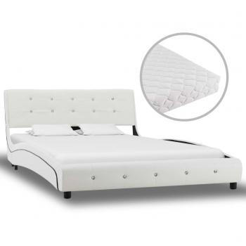 Cama Dia e Noite con colchón de cuero sintético blanco 120x200 cm