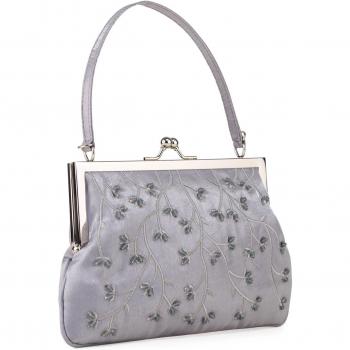 Farfalla 90387 - Cartera de mano de satén para mujer gris gris