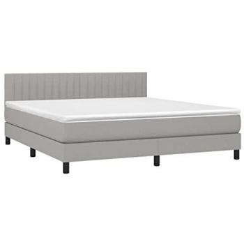 Cama Box Spring con Colchón y Luces LED de Tela Gris Claro 180x200 cm