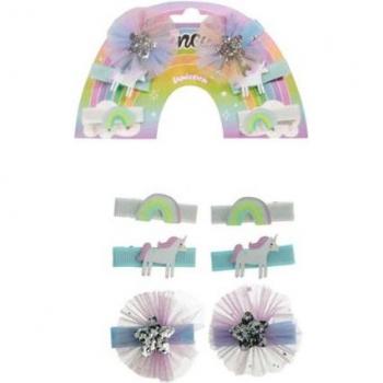 Inca Multicolor Hair Clips with Decorations - 6 Units
